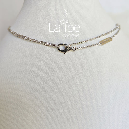 Colgante Trébol Blanco doble cadena