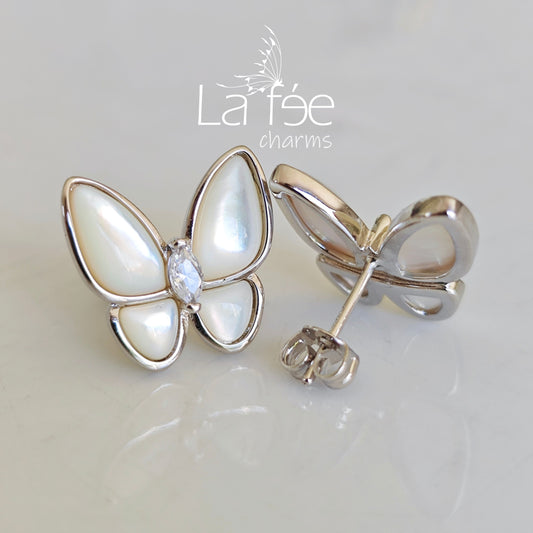 Aros Mariposas Blancas