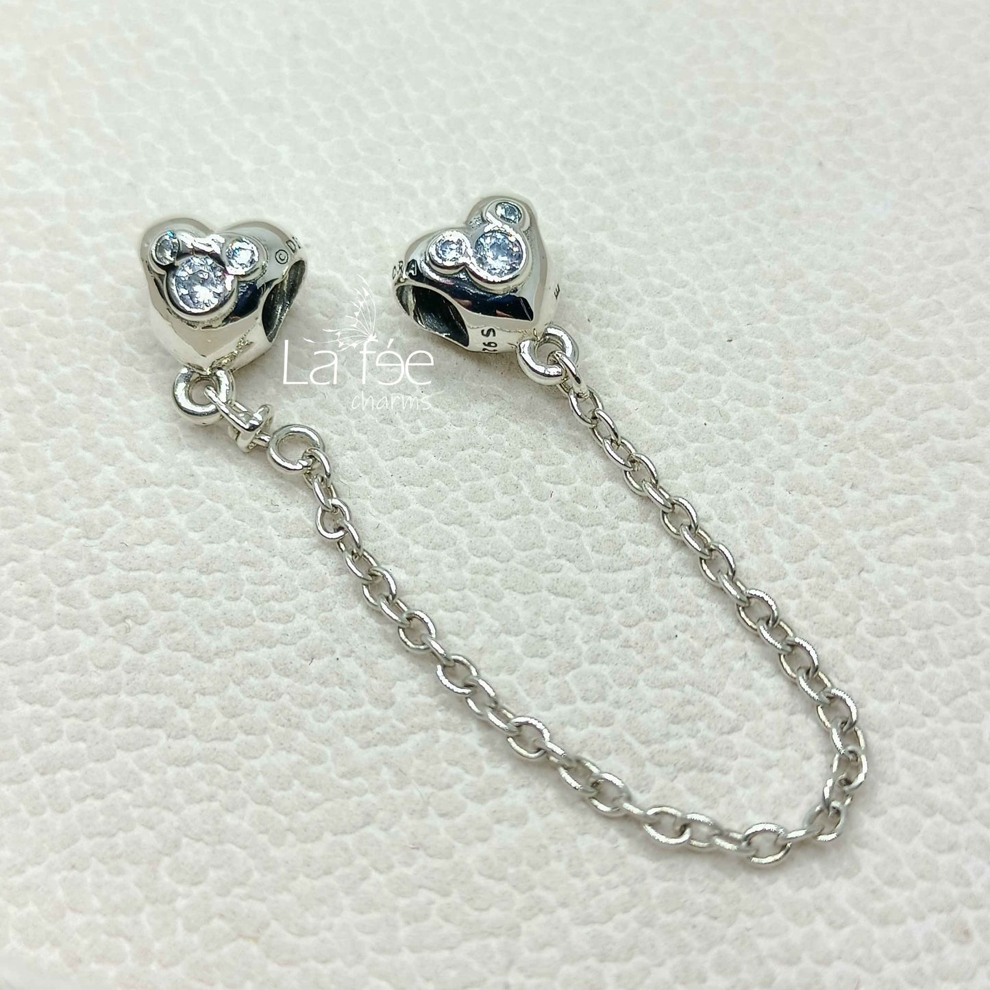 Cadena de Seguridad Corazón Mickey Mouse con Zircones