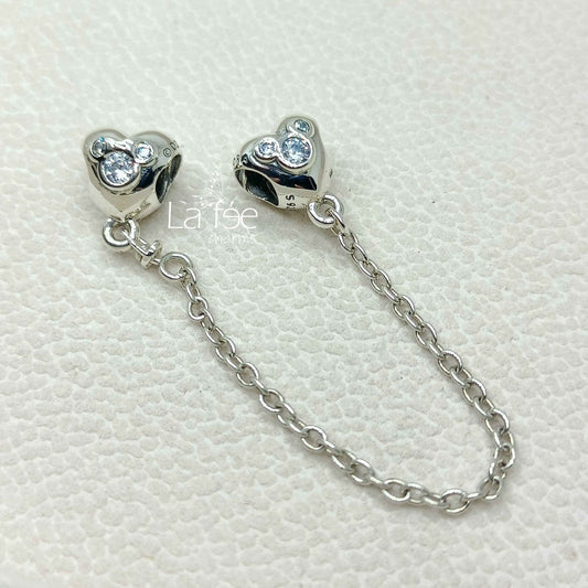 Cadena de Seguridad Corazón Mickey Mouse con Zircones