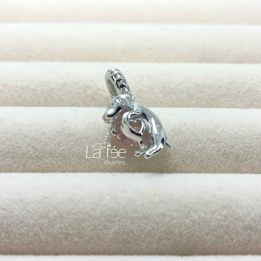 Charm Perrito con Zircón Rosa
