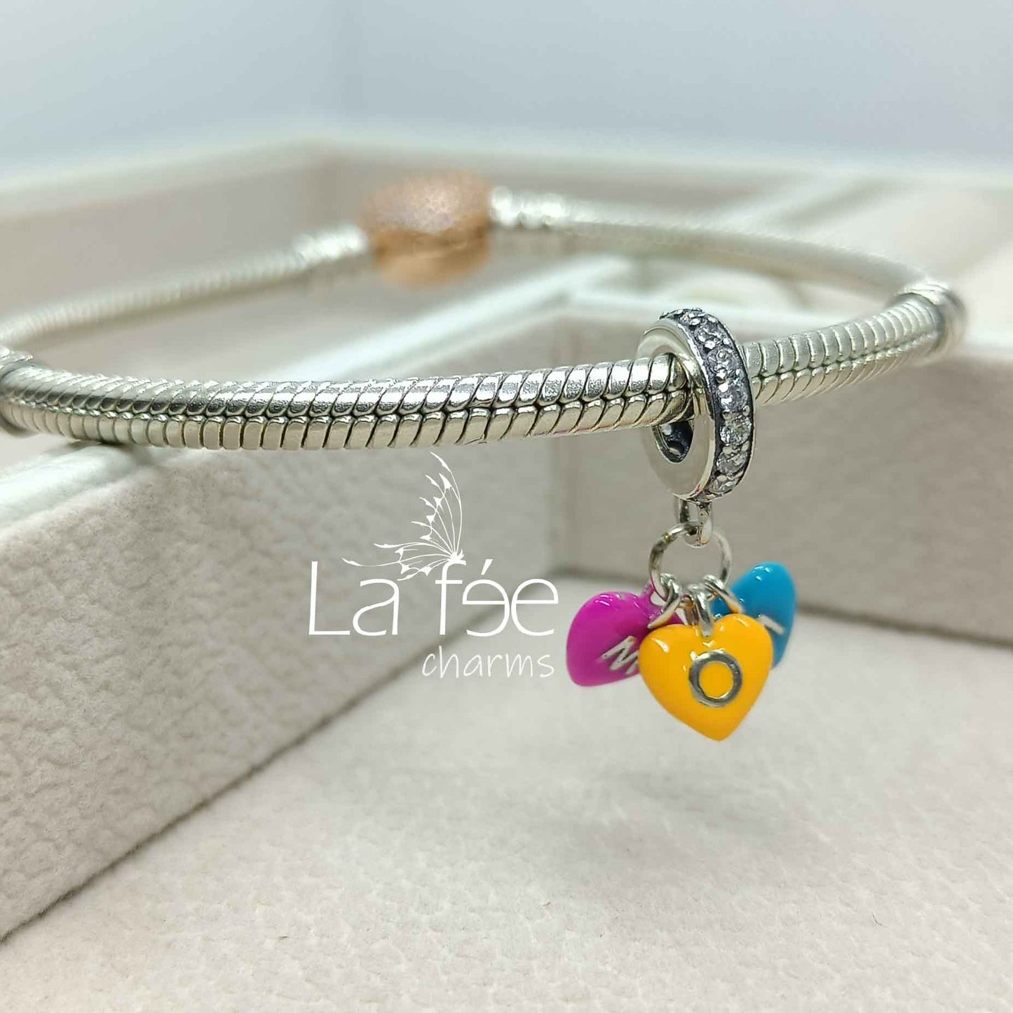 Charm Colgante Corazones Color