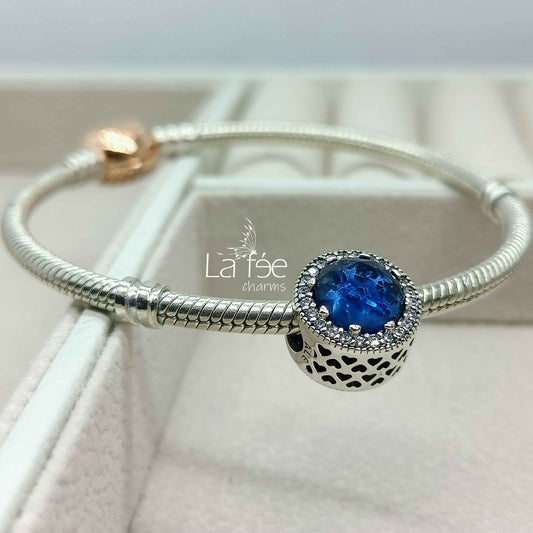 Charm Corazones Cristal Azul