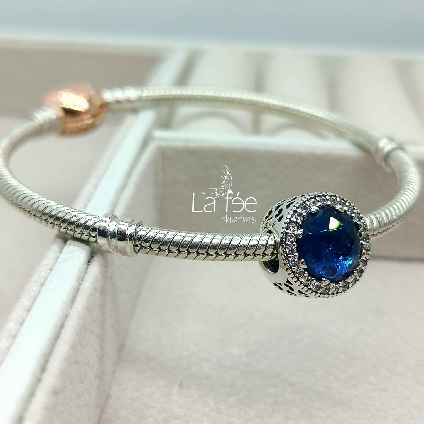 Charm Corazones Cristal Azul