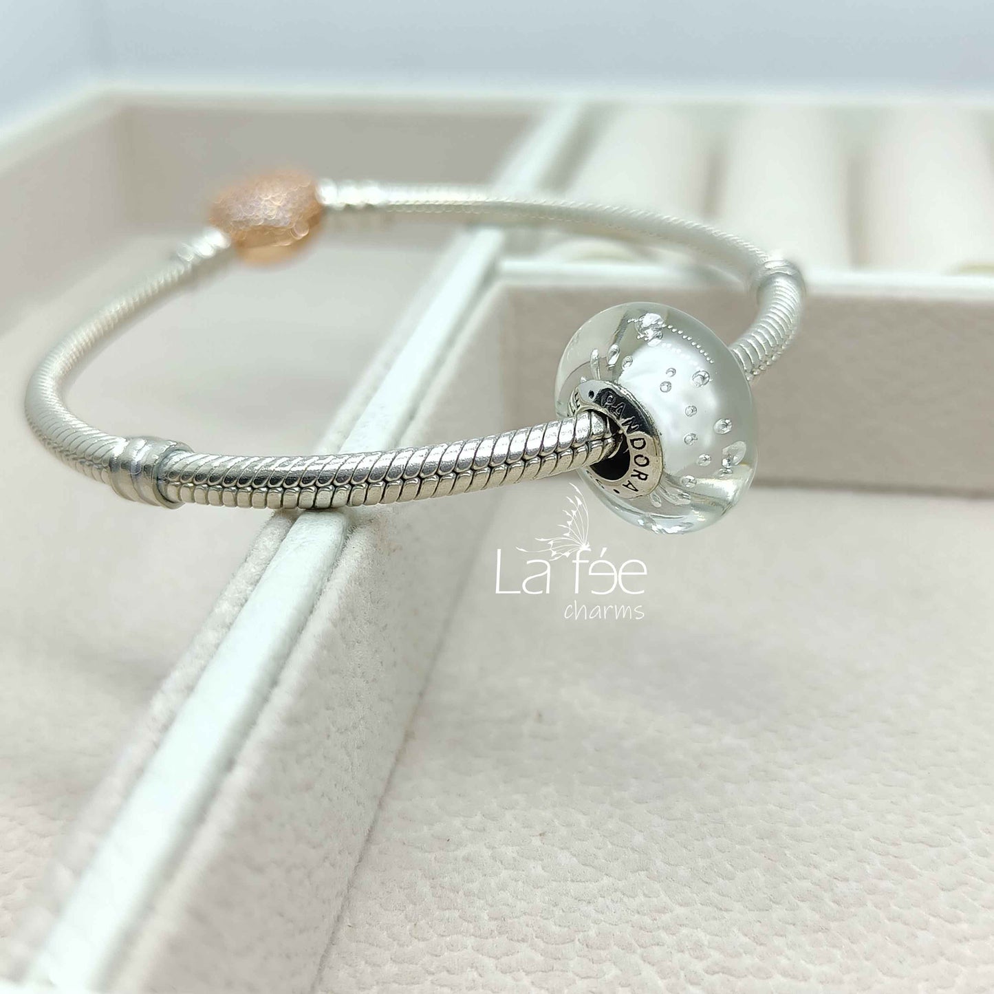 Charm Murano Gotas Blanco