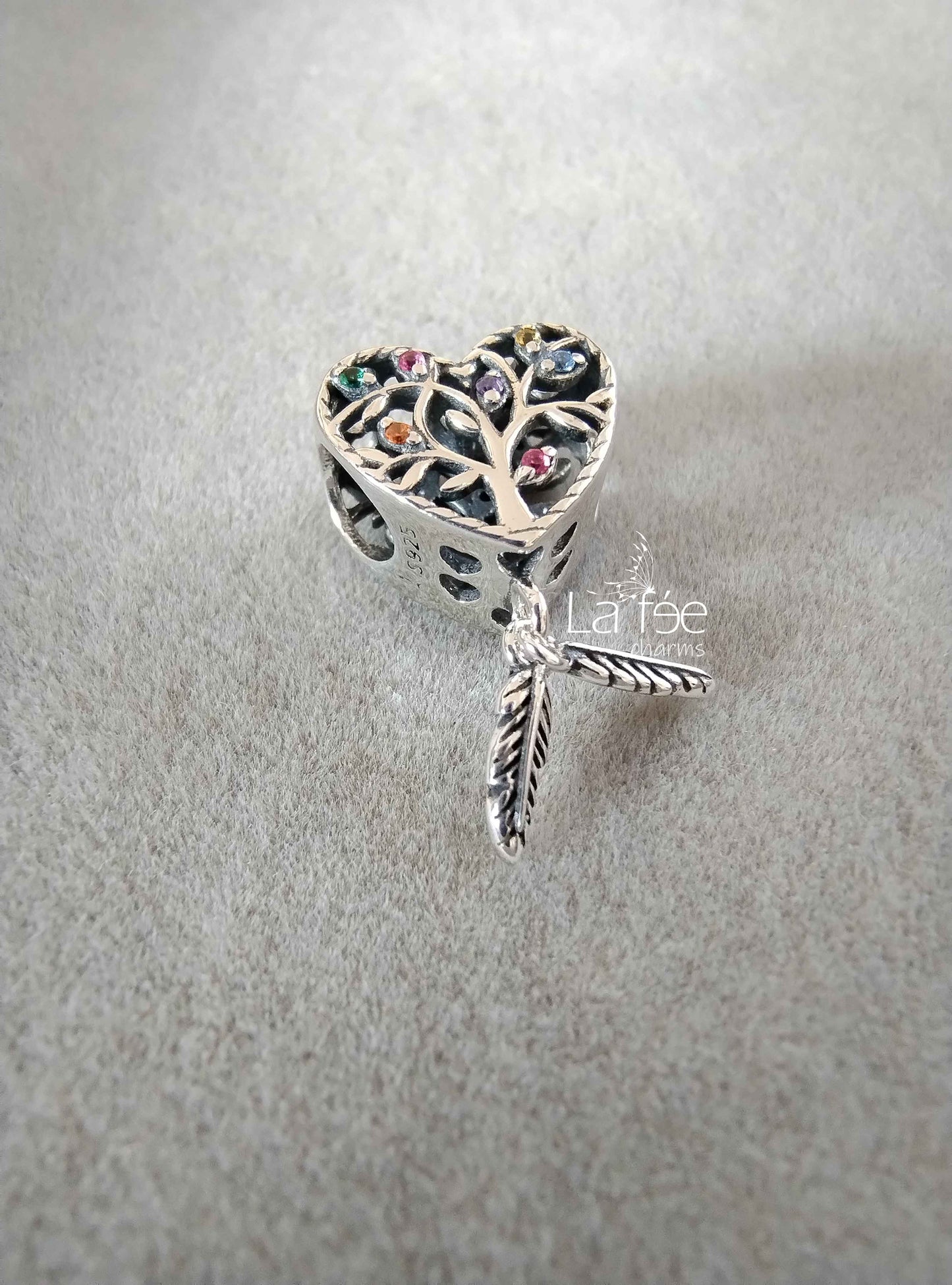 Charm Colgante Árbol de la Vida con Plumas