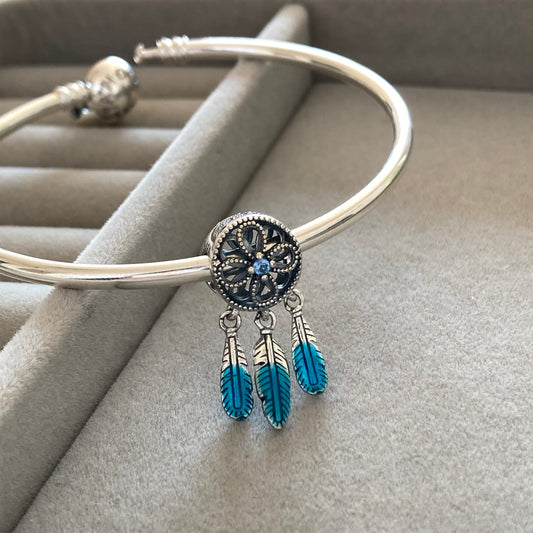 Charm Atrapasueños Plumas Azules