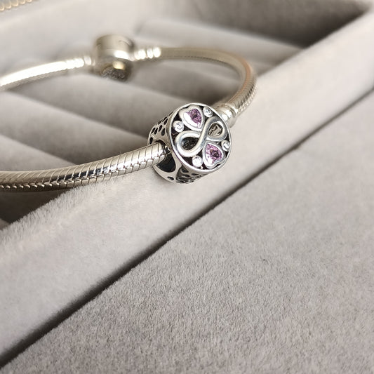 Charm Infinito Corazones Rosa