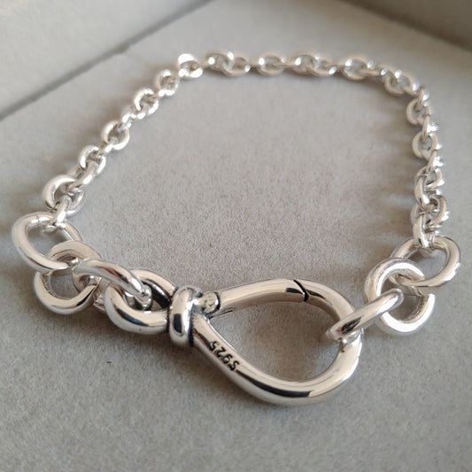 Pulsera Cadena de Plata con Gancho