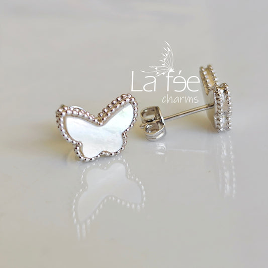 Aros Mariposas Blancas Pequeñas