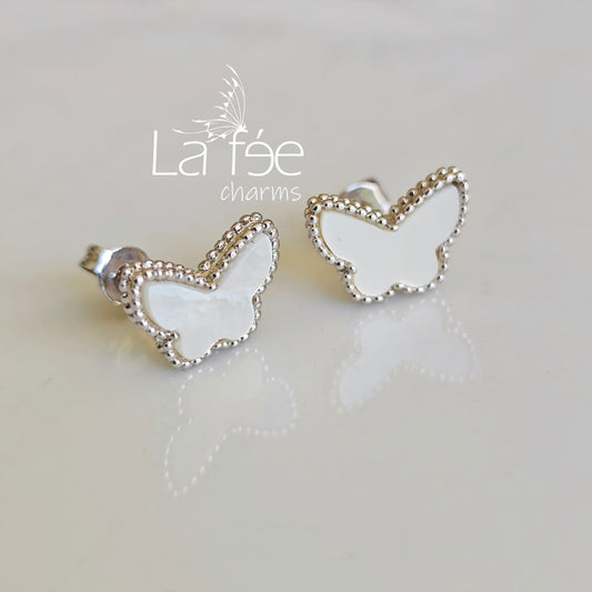 Aros Mariposas Blancas Pequeñas