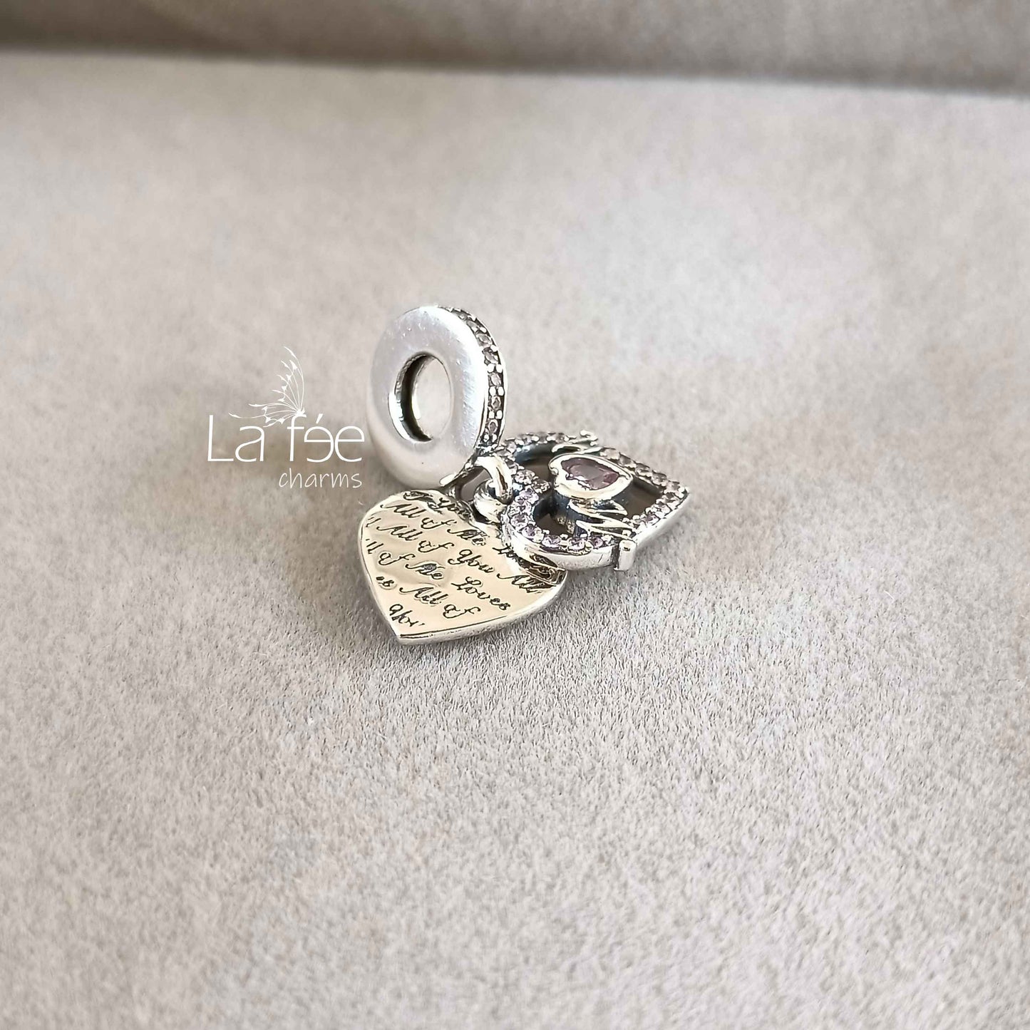 Charm Colgante Corazón Mamá con Zircones