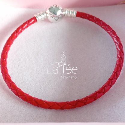 Pulsera Roja Simple con Broche Esférico