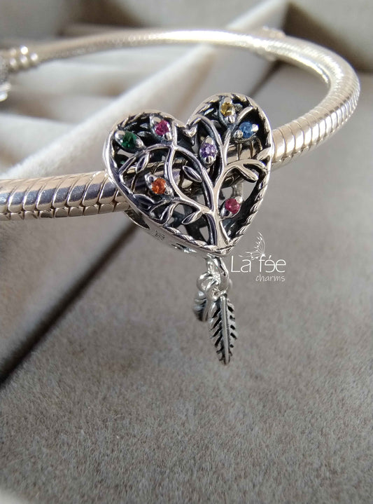 Charm Colgante Árbol de la Vida con Plumas